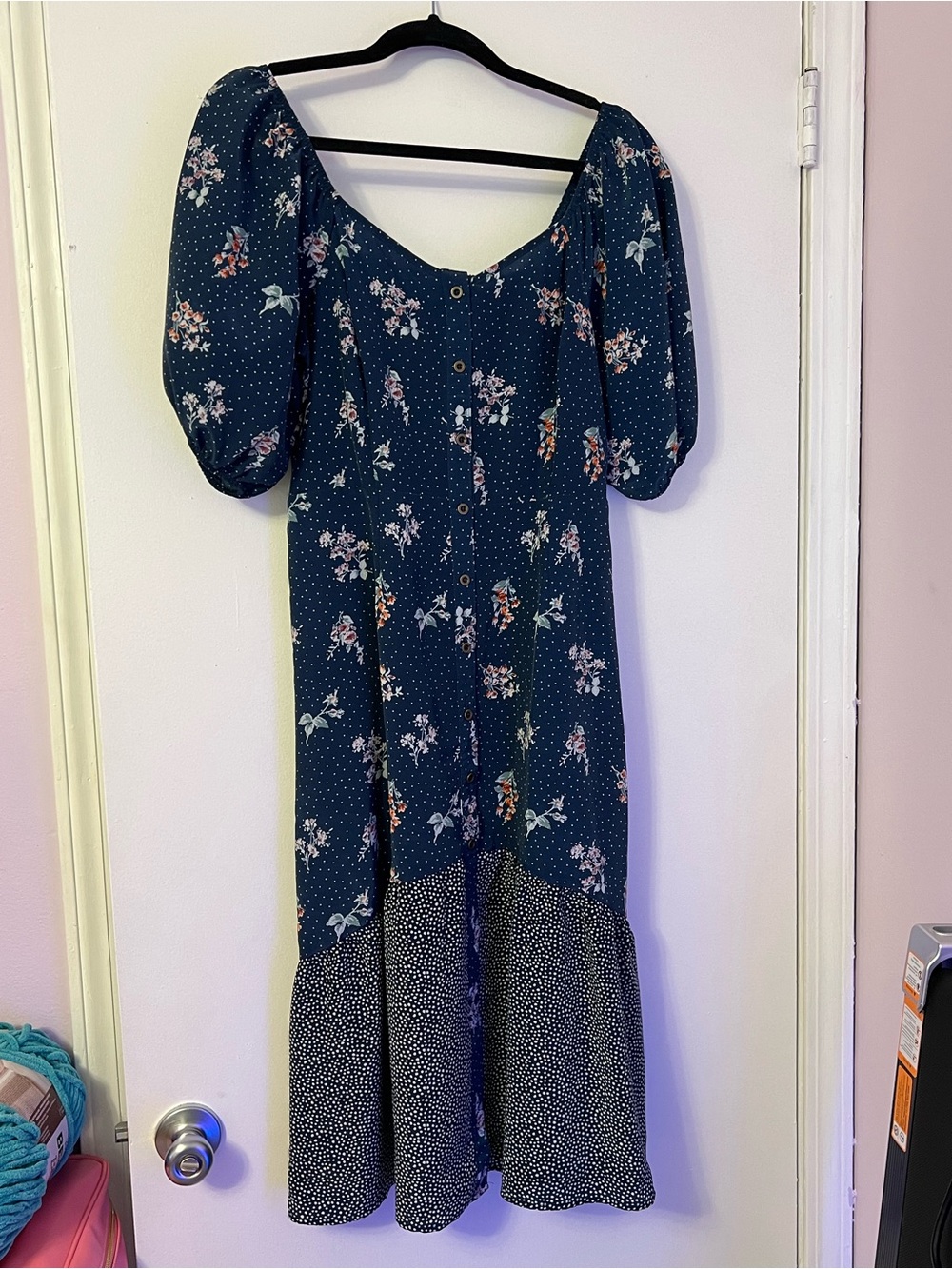 Ophelia Roe Navy Floral Midi Dress